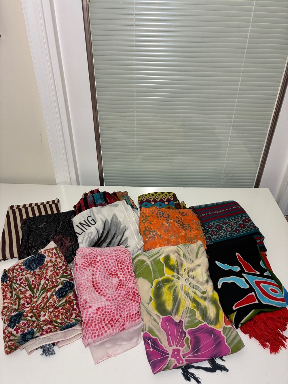 Scarf LOT OF 11 Mixed Material Sizes Prints Colorful Boho Hippie Tassels READ